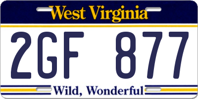 WV license plate 2GF877