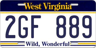 WV license plate 2GF889
