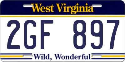 WV license plate 2GF897