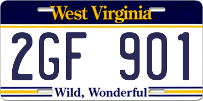 WV license plate 2GF901