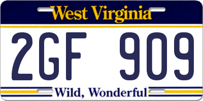 WV license plate 2GF909