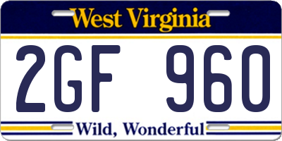WV license plate 2GF960