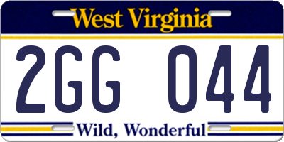 WV license plate 2GG044