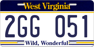 WV license plate 2GG051