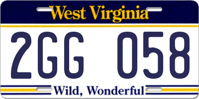 WV license plate 2GG058