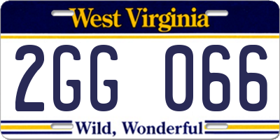 WV license plate 2GG066