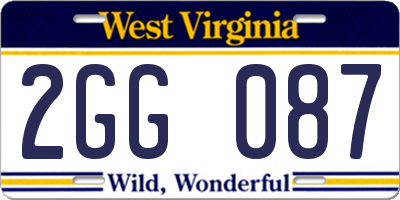 WV license plate 2GG087