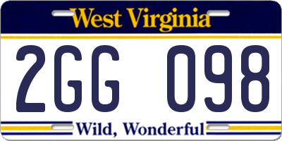 WV license plate 2GG098