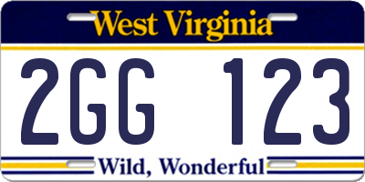 WV license plate 2GG123