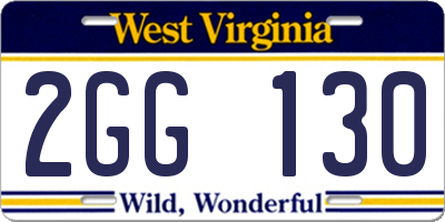 WV license plate 2GG130