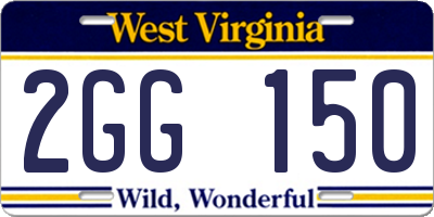 WV license plate 2GG150