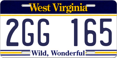 WV license plate 2GG165