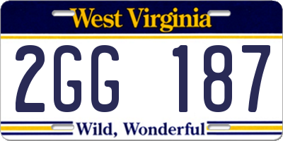 WV license plate 2GG187