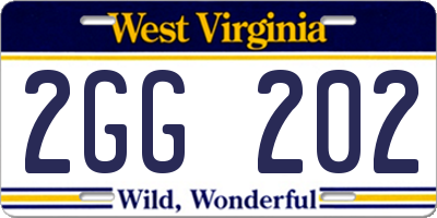 WV license plate 2GG202