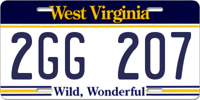 WV license plate 2GG207