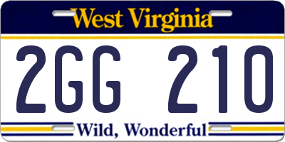 WV license plate 2GG210