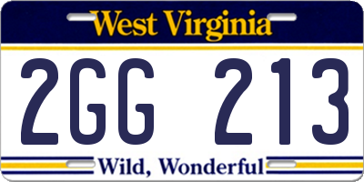 WV license plate 2GG213