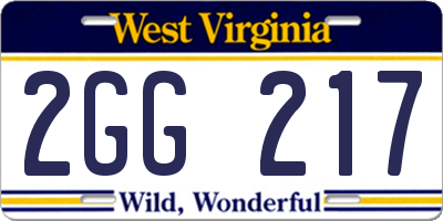 WV license plate 2GG217