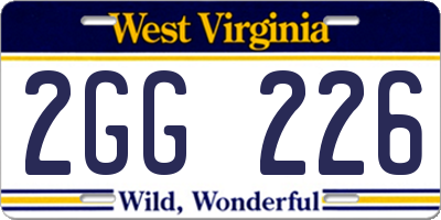 WV license plate 2GG226