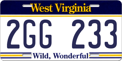 WV license plate 2GG233