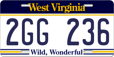 WV license plate 2GG236
