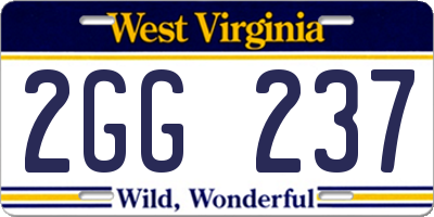 WV license plate 2GG237