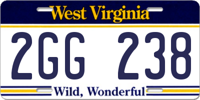 WV license plate 2GG238
