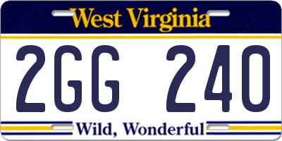 WV license plate 2GG240