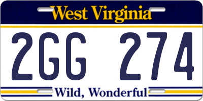 WV license plate 2GG274