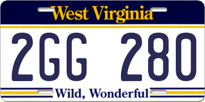 WV license plate 2GG280
