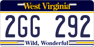 WV license plate 2GG292