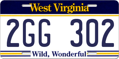 WV license plate 2GG302