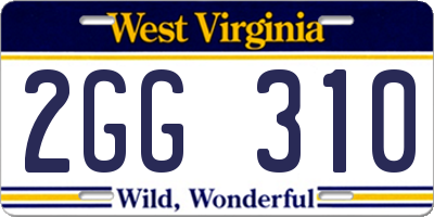 WV license plate 2GG310