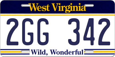 WV license plate 2GG342