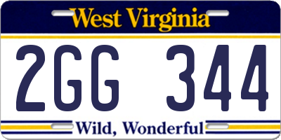 WV license plate 2GG344