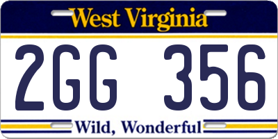 WV license plate 2GG356