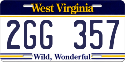 WV license plate 2GG357