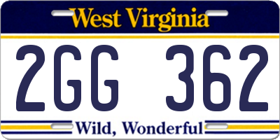 WV license plate 2GG362
