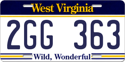 WV license plate 2GG363