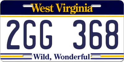 WV license plate 2GG368