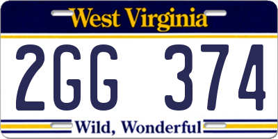 WV license plate 2GG374