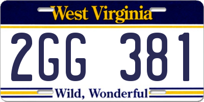 WV license plate 2GG381