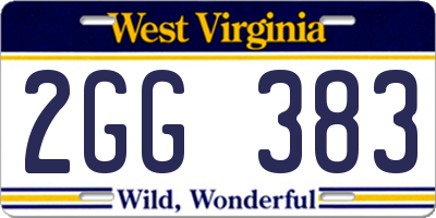 WV license plate 2GG383