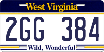 WV license plate 2GG384