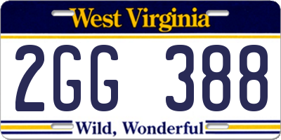 WV license plate 2GG388