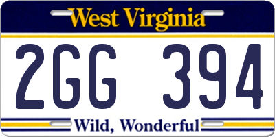 WV license plate 2GG394