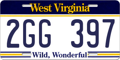 WV license plate 2GG397