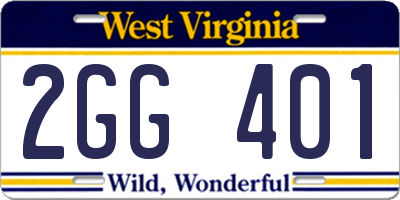 WV license plate 2GG401