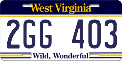 WV license plate 2GG403