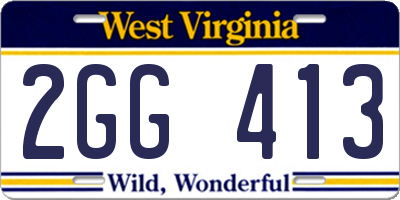 WV license plate 2GG413